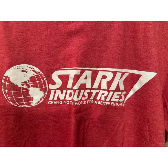 NWOT Disney Parks Marvel Stark Industries Ironman Spider-man Red Tee Shirt L - Picture 2 of 3